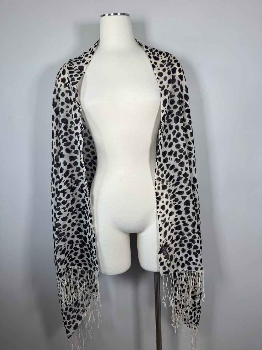 Danier Black and Cream Leopard Print Scarf Wrap